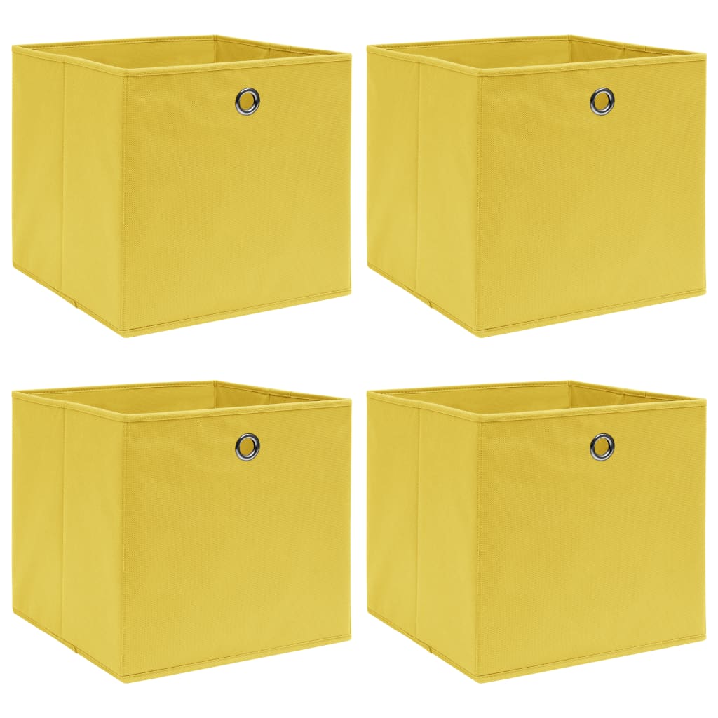 opbevaringskasser 4 stk. 32x32x32 stof gul