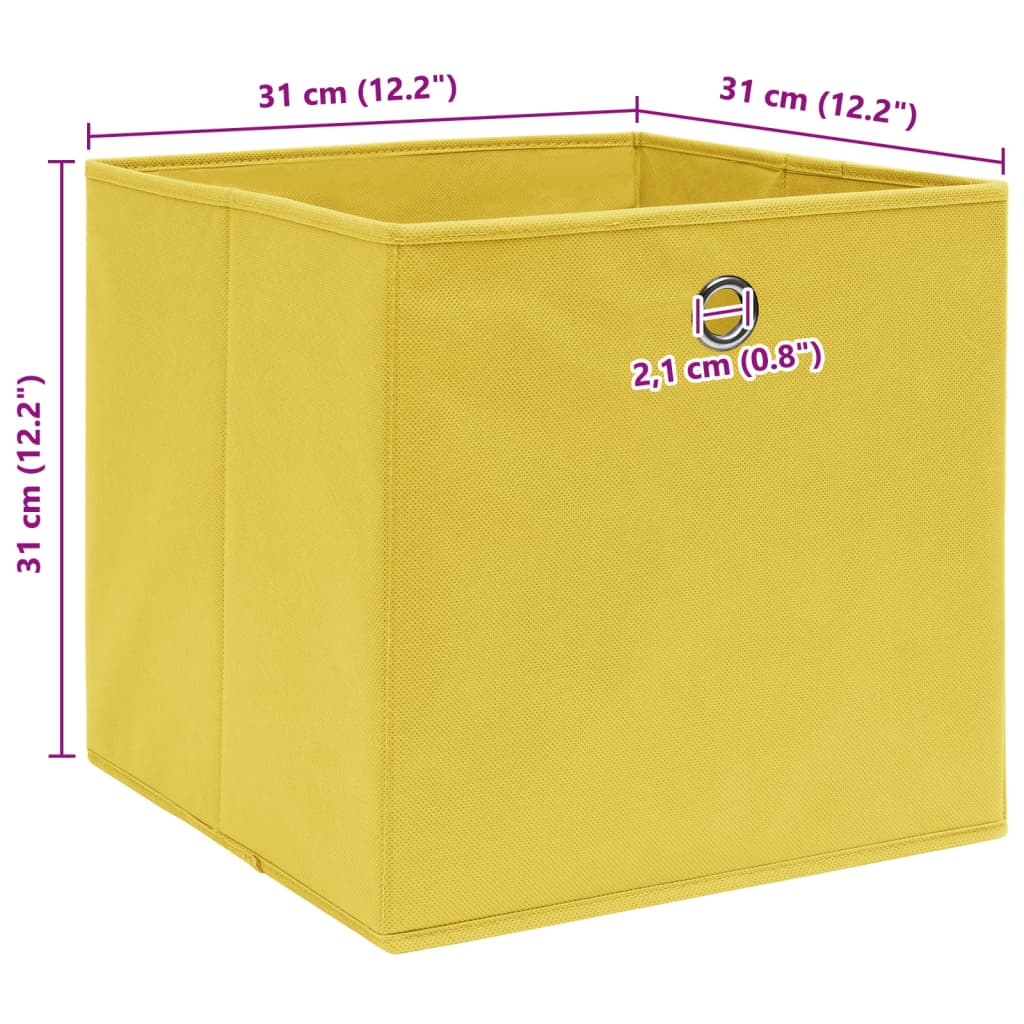 opbevaringskasser 10 stk. 32x32x32 stof gul