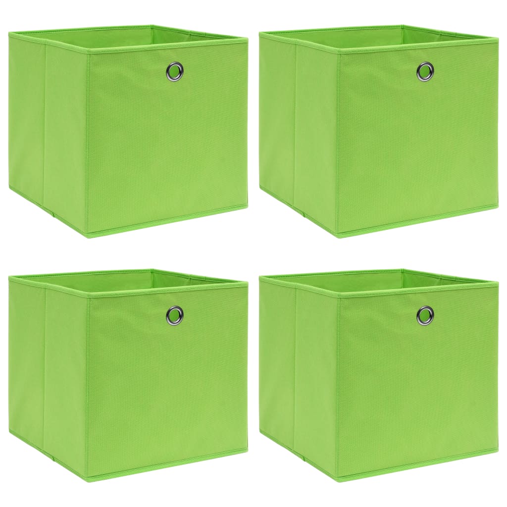 opbevaringskasser 4 stk. 32x32x32 stof grøn