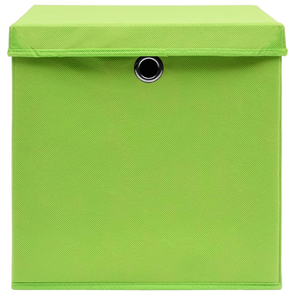opbevaringskasser med låg 4 stk. 32x32x32 stof grøn
