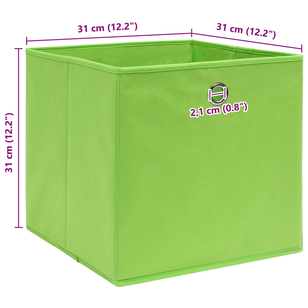 opbevaringskasser 10 stk. 32x32x32 stof grøn