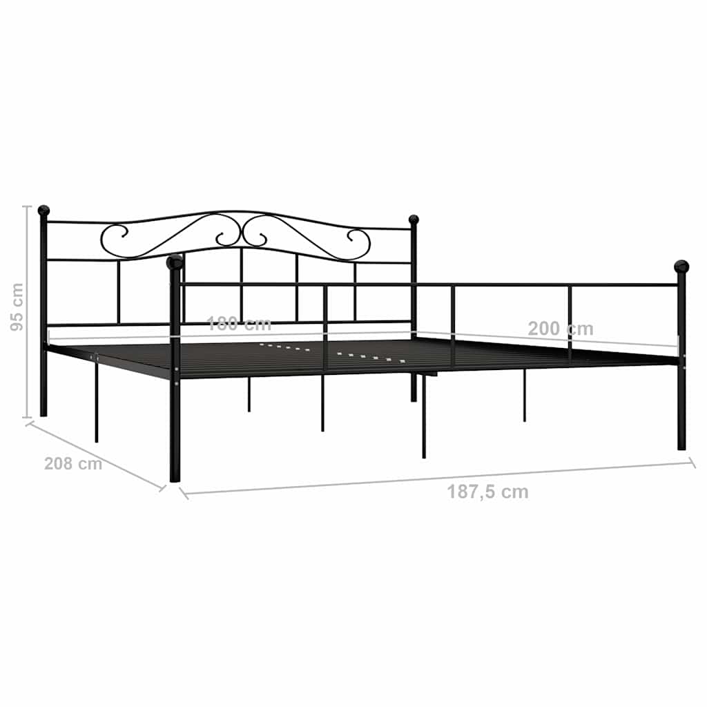 sengestel 180x200 cm metal sort