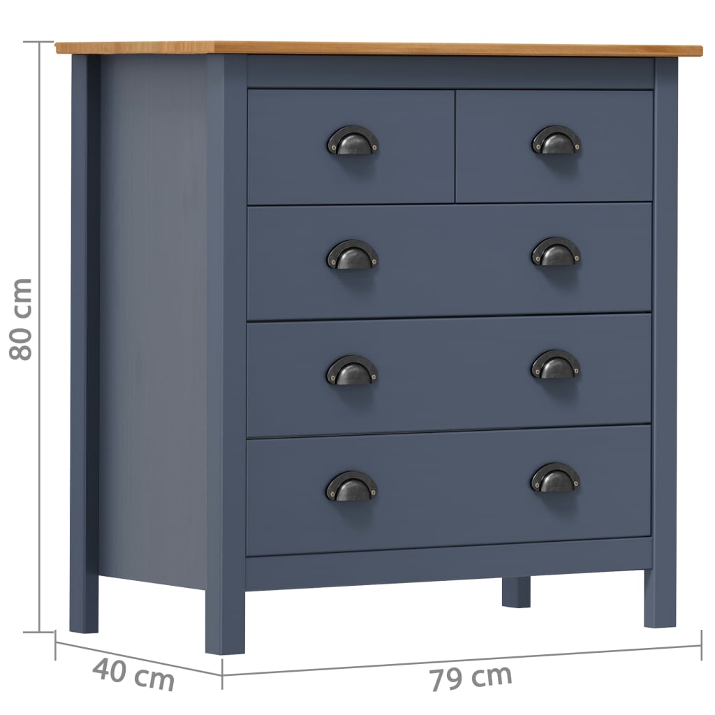 skænk Hill 79x40x80 cm massivt fyrretræ grå