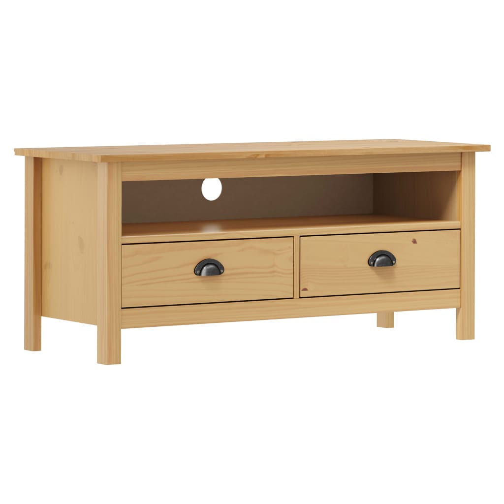 tv-bord Hill 110x40x47 cm massivt fyrretræ honningbrun