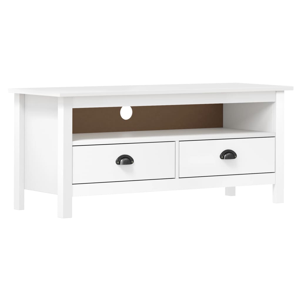 tv-bord Hill 110x40x47 cm massivt fyrretræ hvid