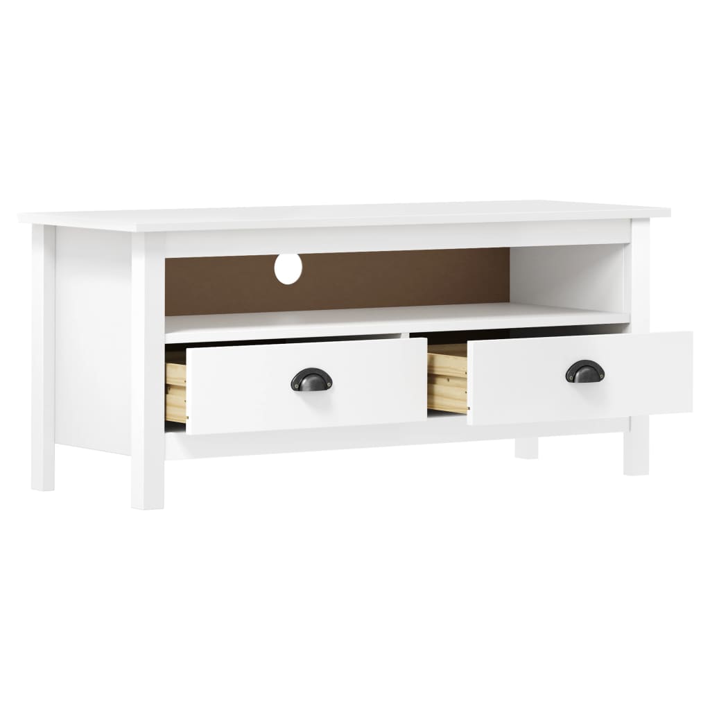 tv-bord Hill 110x40x47 cm massivt fyrretræ hvid