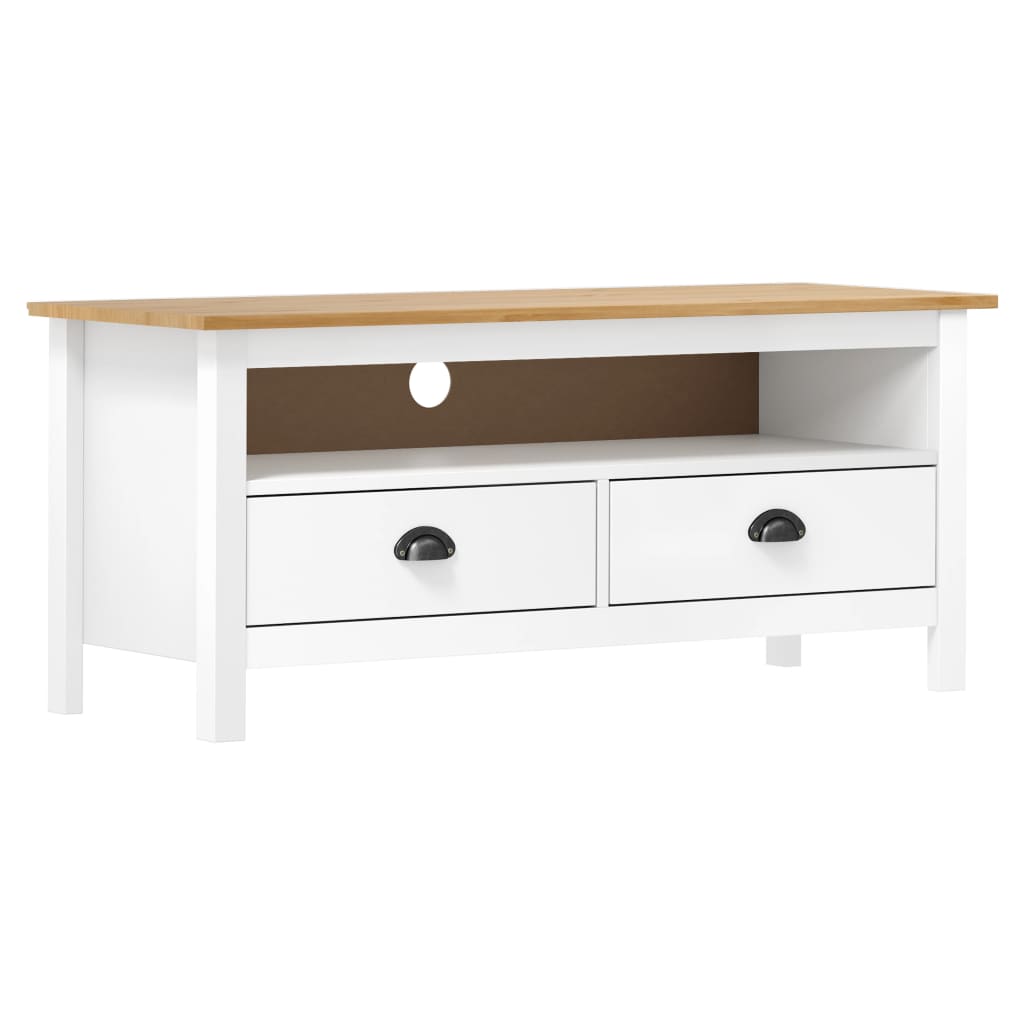 tv-bord Hill 110x40x47 cm massivt fyrretræ hvid