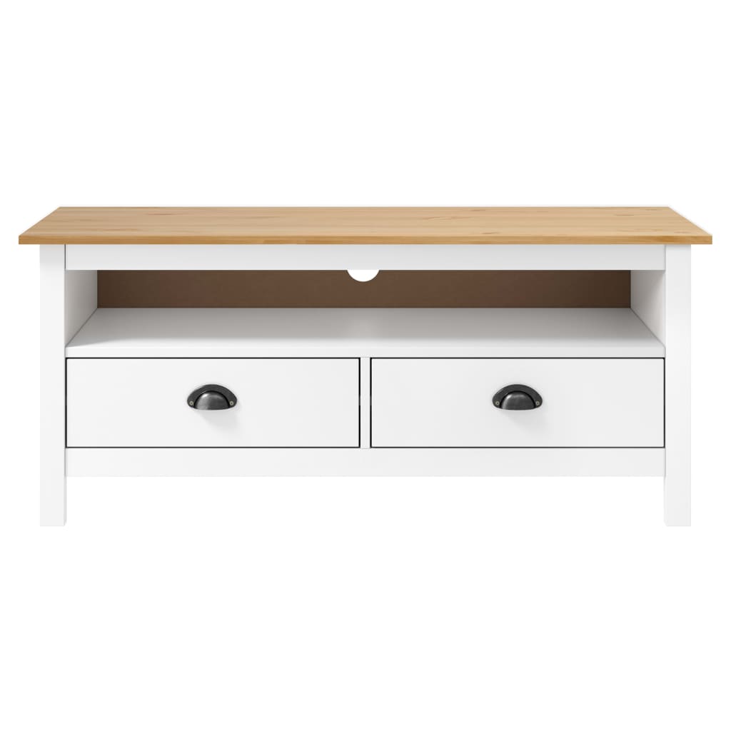 tv-bord Hill 110x40x47 cm massivt fyrretræ hvid