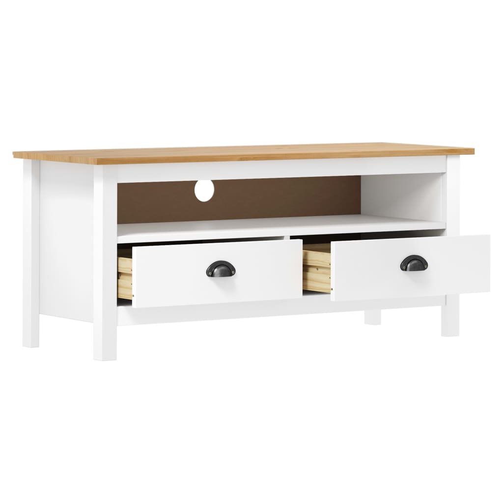 tv-bord Hill 110x40x47 cm massivt fyrretræ hvid