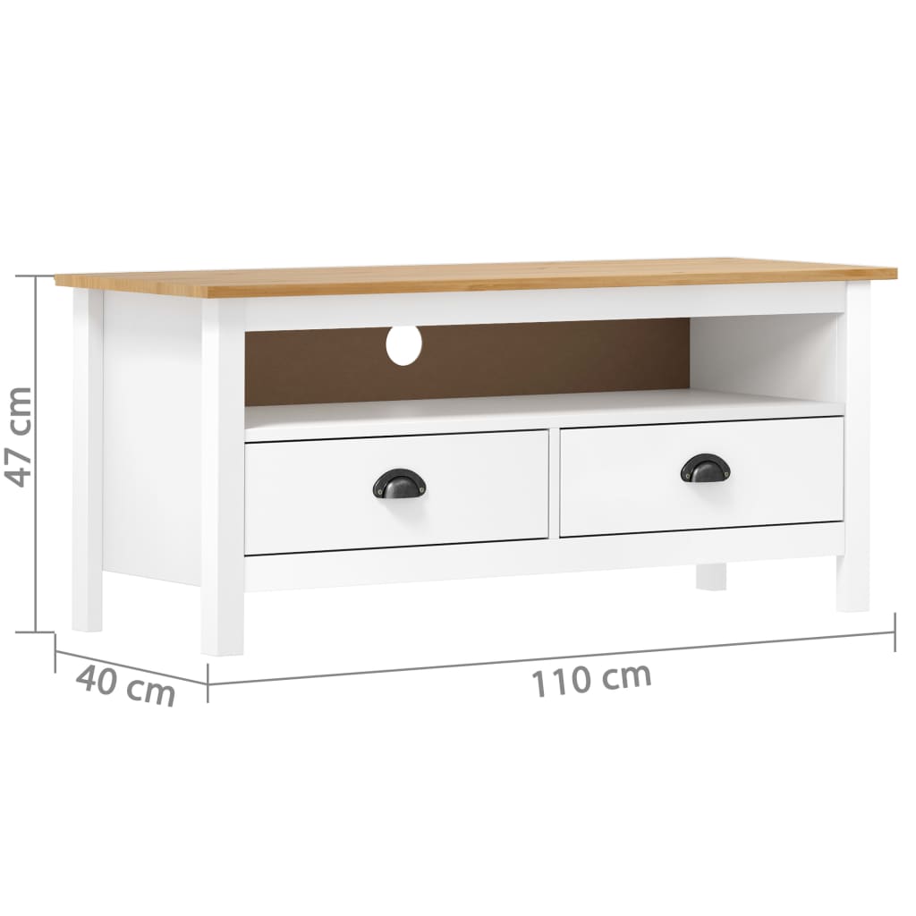 tv-bord Hill 110x40x47 cm massivt fyrretræ hvid