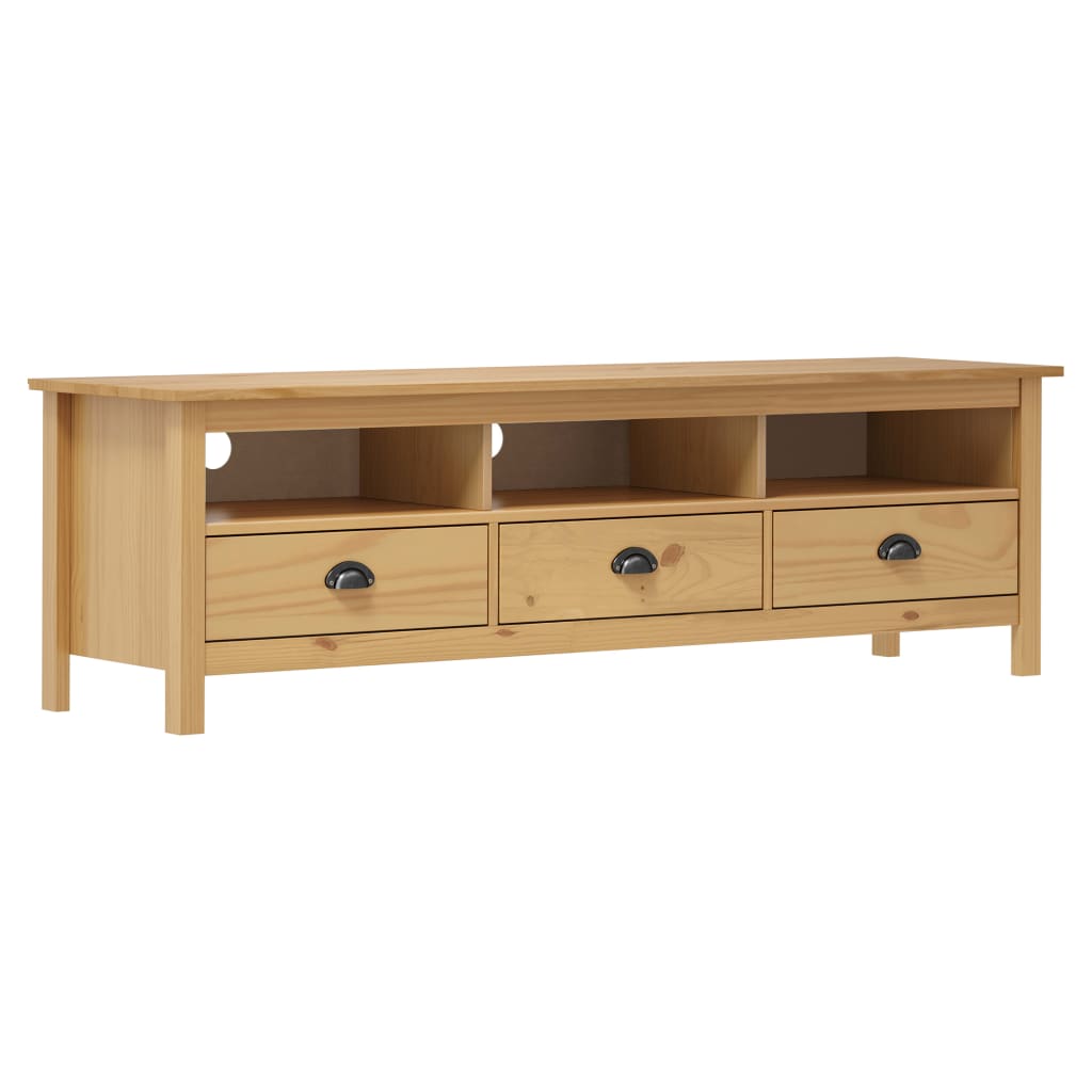 tv-bord Hill 158x40x47 cm massivt fyrretræ honningbrun
