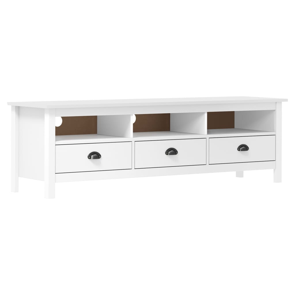 tv-bord Hill 158x40x47 cm massivt fyrretræ hvid