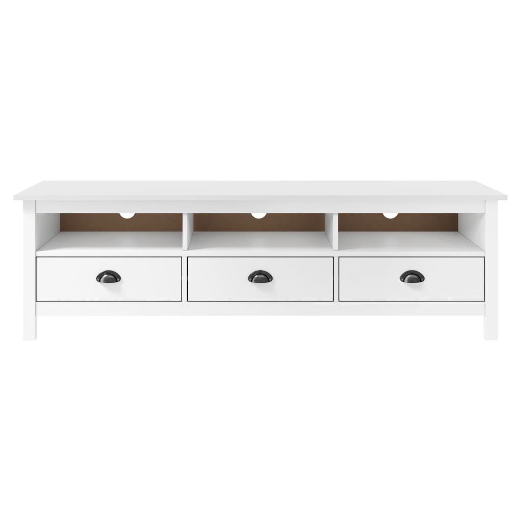 tv-bord Hill 158x40x47 cm massivt fyrretræ hvid