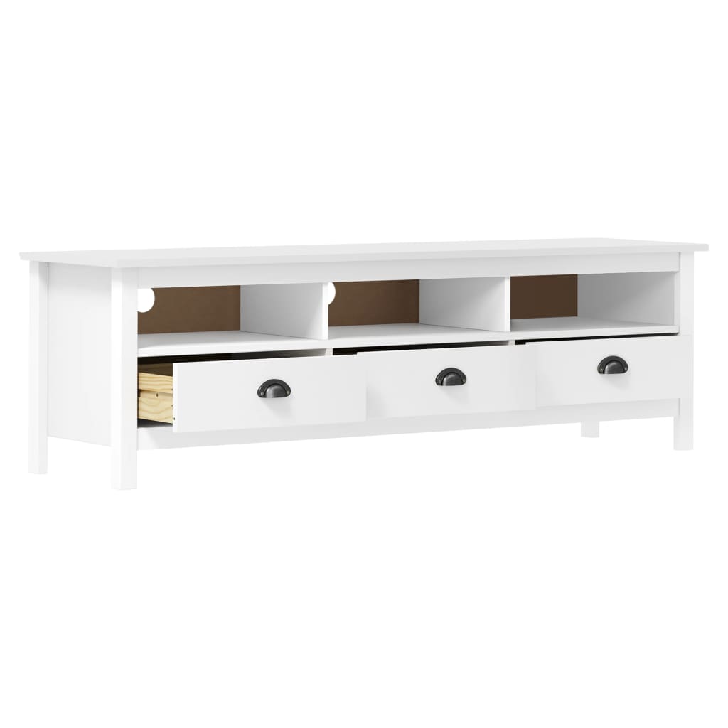 tv-bord Hill 158x40x47 cm massivt fyrretræ hvid