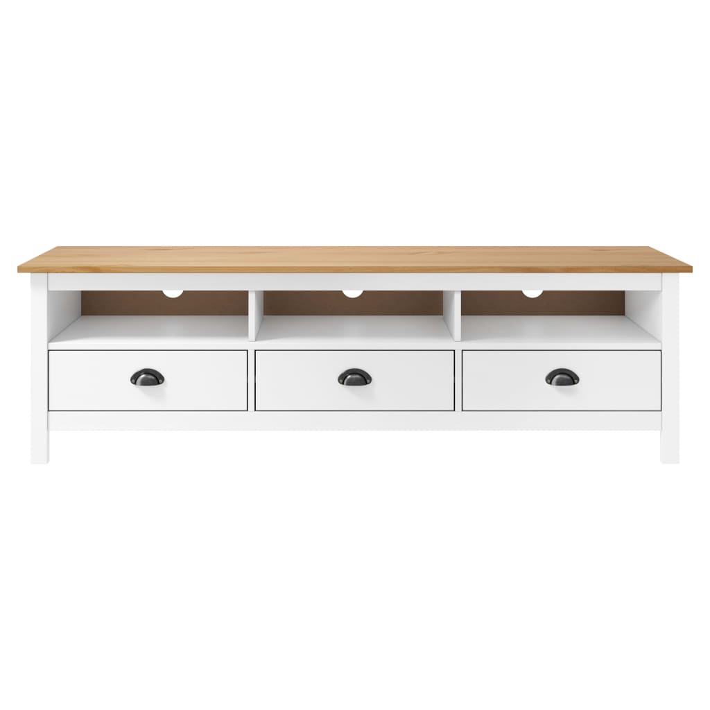 tv-bord Hill 158x40x47 cm massivt fyrretræ hvid