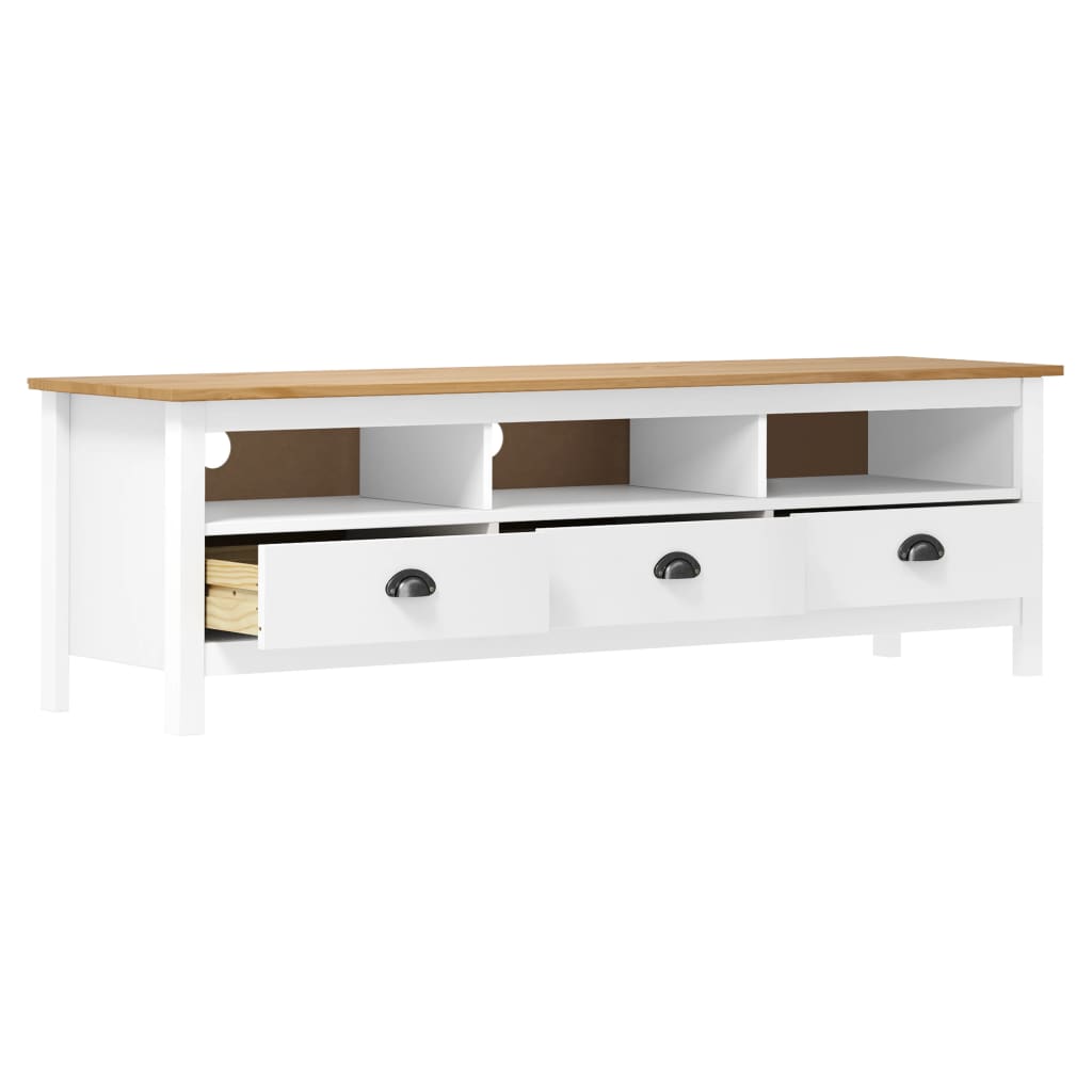 tv-bord Hill 158x40x47 cm massivt fyrretræ hvid