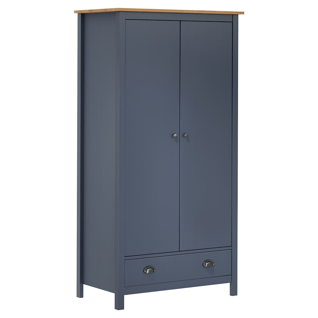 klædeskab med 2 låger Hill 89x50x170 cm massivt fyrretræ grå