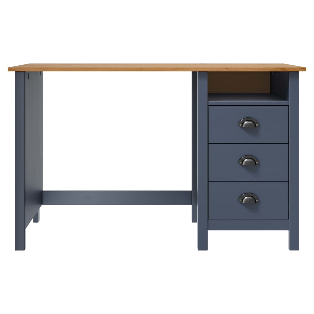 skrivebord Hill med 3 skuffer 120x50x74 cm massivt fyrretræ grå