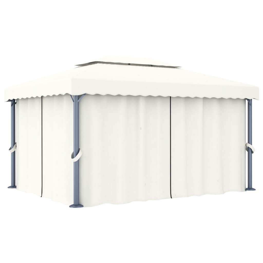pavillon med gardin 4x3 m aluminium cremefarvet