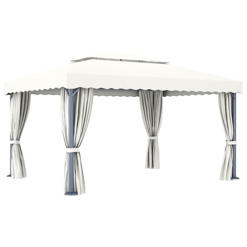 pavillon med gardin 4x3 m aluminium cremefarvet