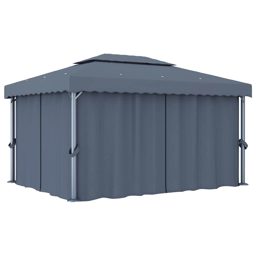 pavillon med gardin 4x3 m aluminium antracitgrå