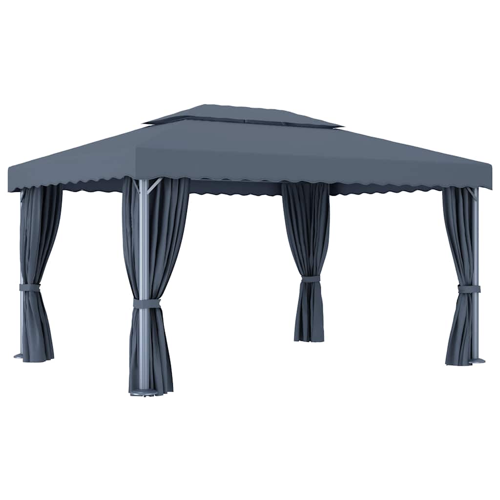 pavillon med gardin 4x3 m aluminium antracitgrå