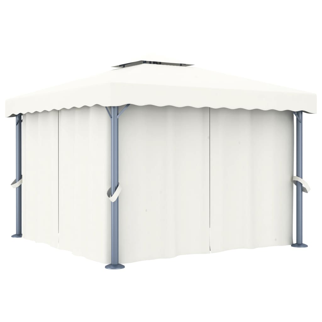 pavillon med gardin 3x3 m aluminium cremefarvet
