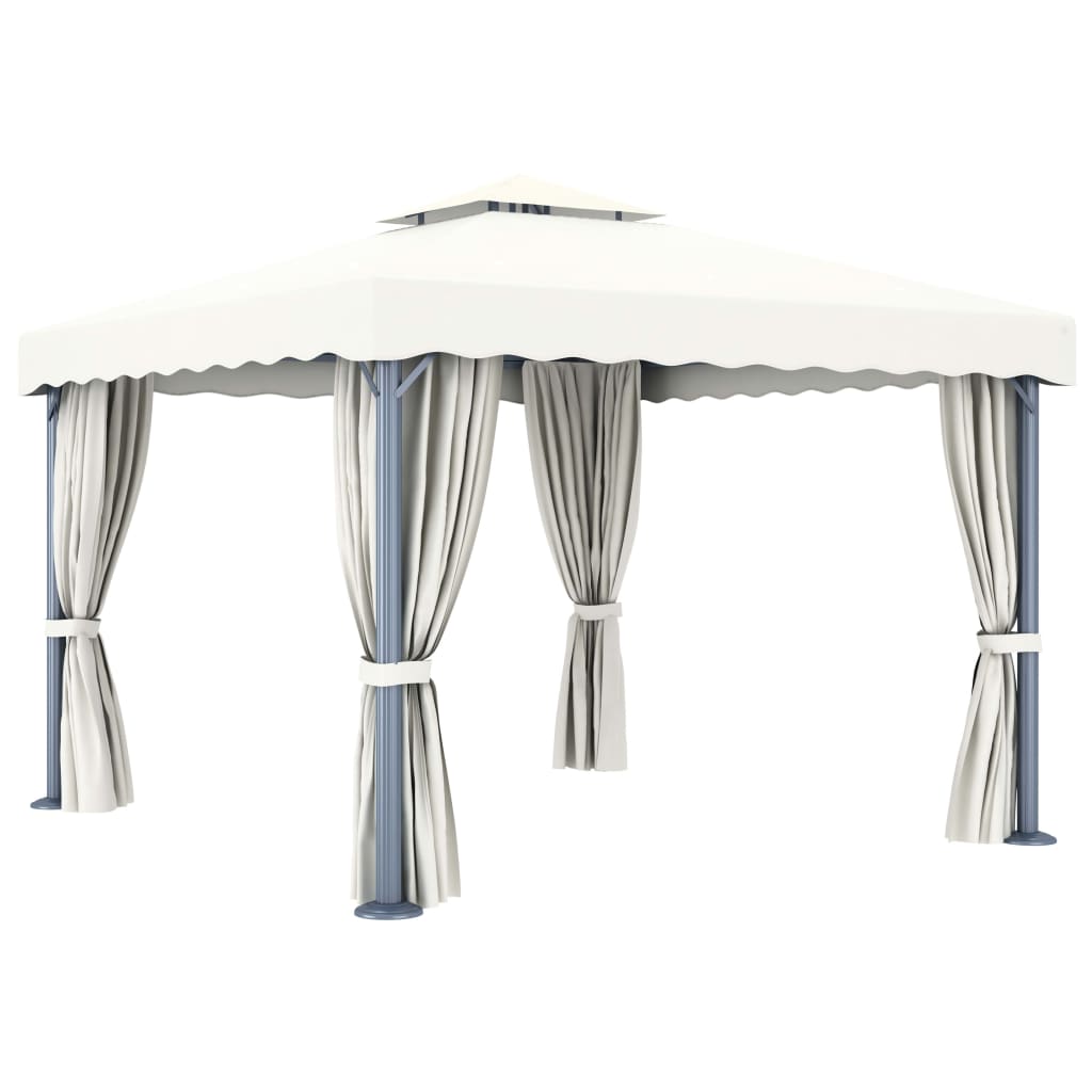 pavillon med gardin 3x3 m aluminium cremefarvet