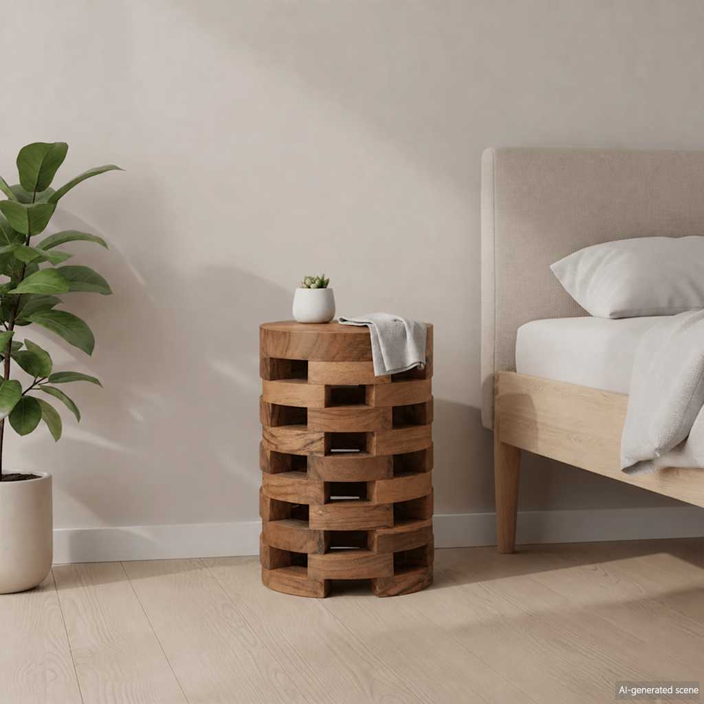 sengebord 30x30x45 cm massivt teaktræ