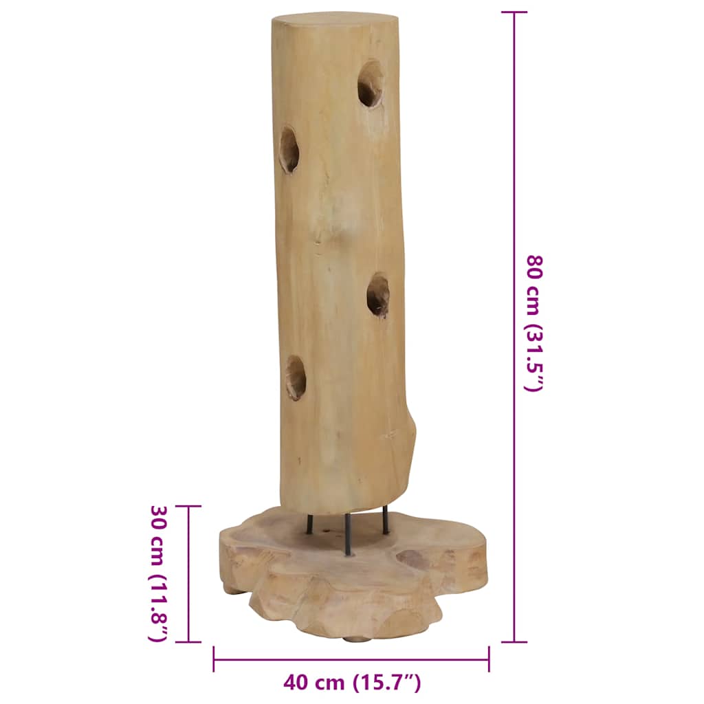 vinreol til 8 flasker 40x30x80 cm massivt teaktræ