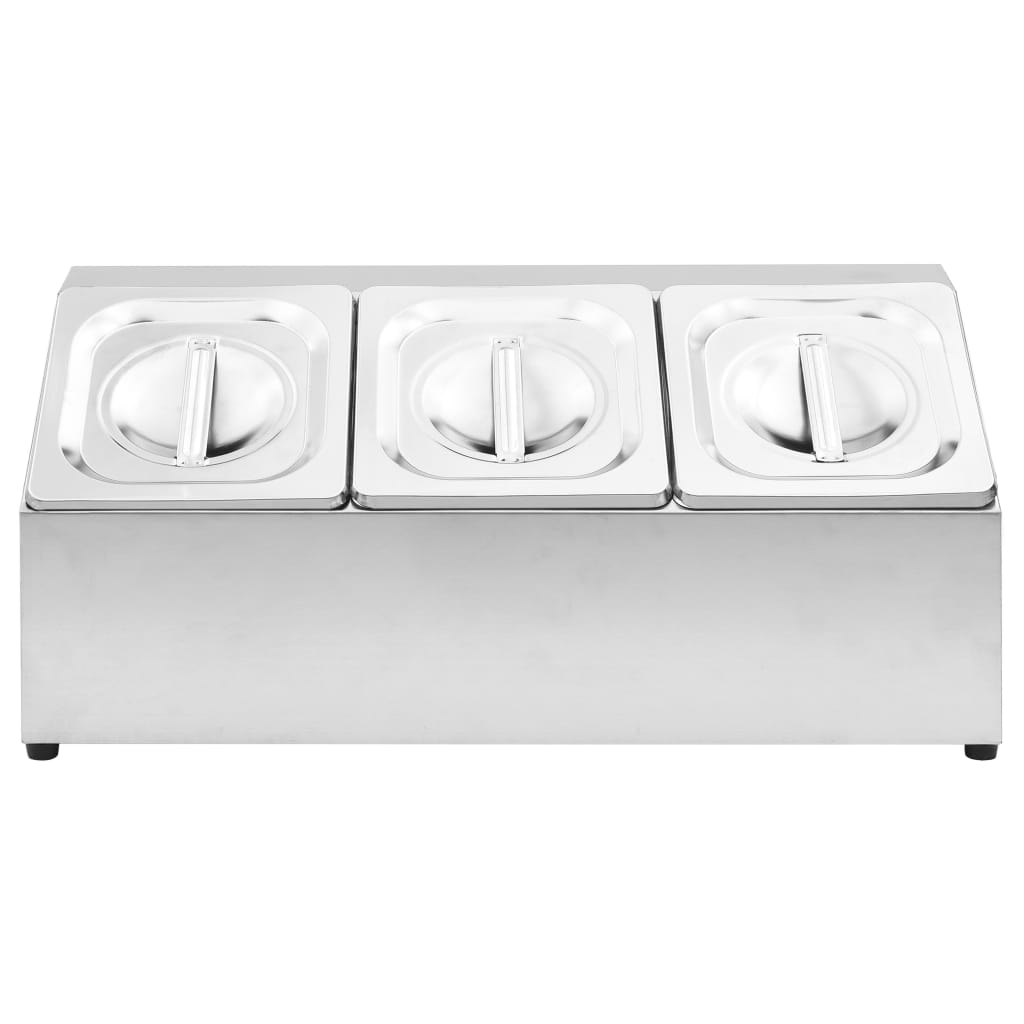 gastronorm beholder med 3 GN 1/6-beholdere rustfrit stål