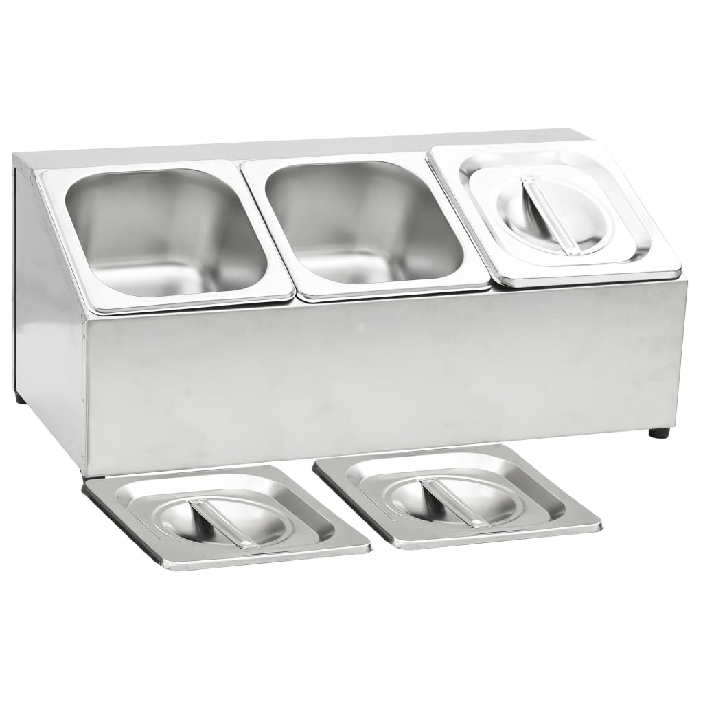 gastronorm beholder med 3 GN 1/6-beholdere rustfrit stål