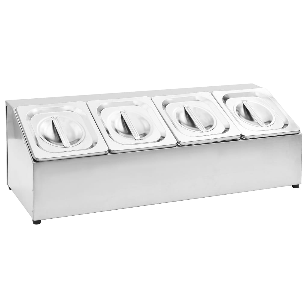 gastronorm beholder med 4 GN 1/6-beholdere rustfrit stål