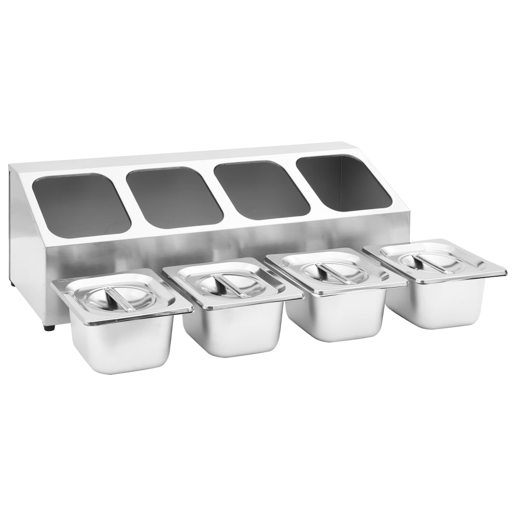 gastronorm beholder med 4 GN 1/6-beholdere rustfrit stål