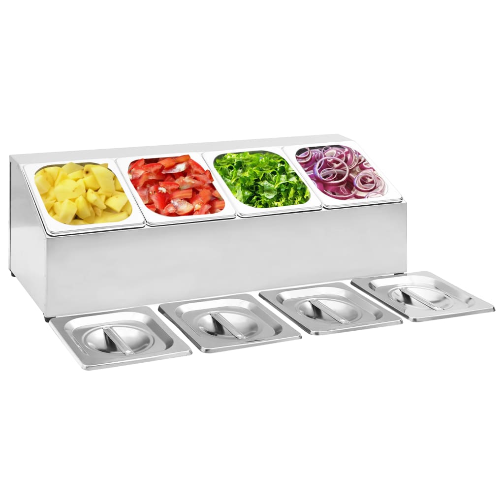 gastronorm beholder med 4 GN 1/6-beholdere rustfrit stål