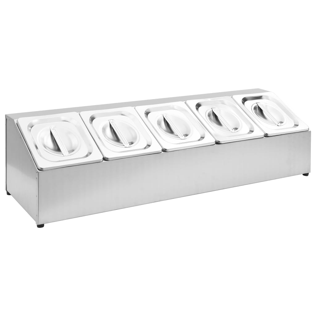 gastronorm beholder med 5 GN 1/6-beholdere rustfrit stål