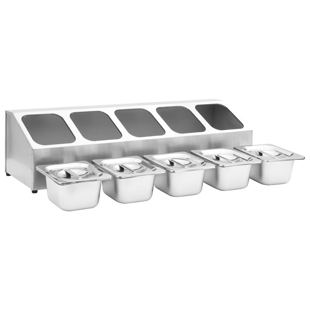 gastronorm beholder med 5 GN 1/6-beholdere rustfrit stål