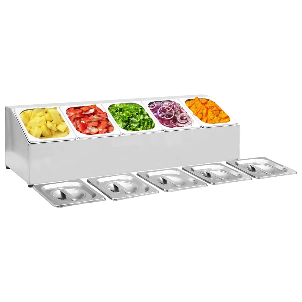 gastronorm beholder med 5 GN 1/6-beholdere rustfrit stål