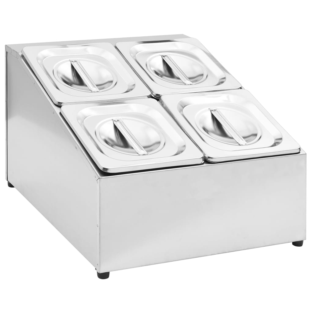 gastronorm beholder med 4 GN 1/6-beholdere rustfrit stål