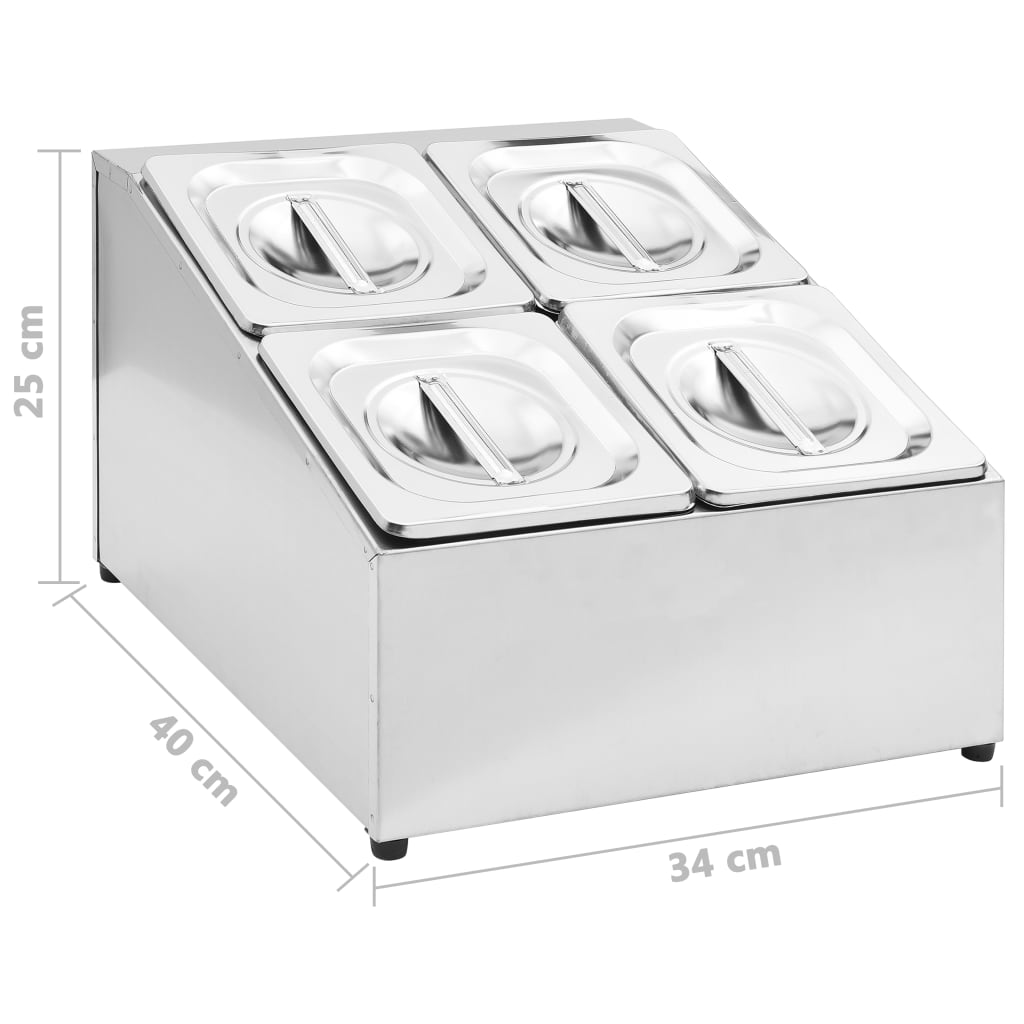 gastronorm beholder med 4 GN 1/6-beholdere rustfrit stål