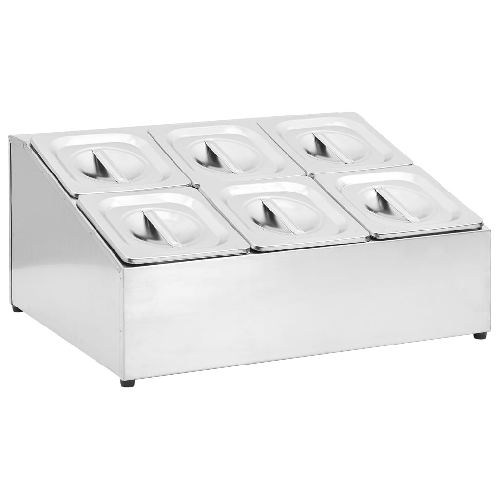 gastronorm beholder med 6 GN 1/6-beholdere rustfrit stål