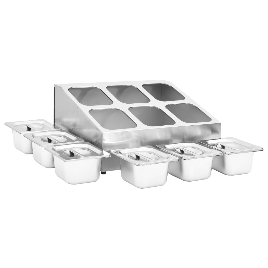 gastronorm beholder med 6 GN 1/6-beholdere rustfrit stål