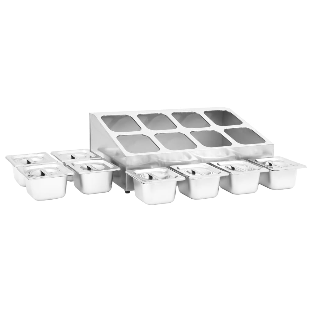 gastronorm beholder med 8 GN 1/6 beholdere rustfrit stål