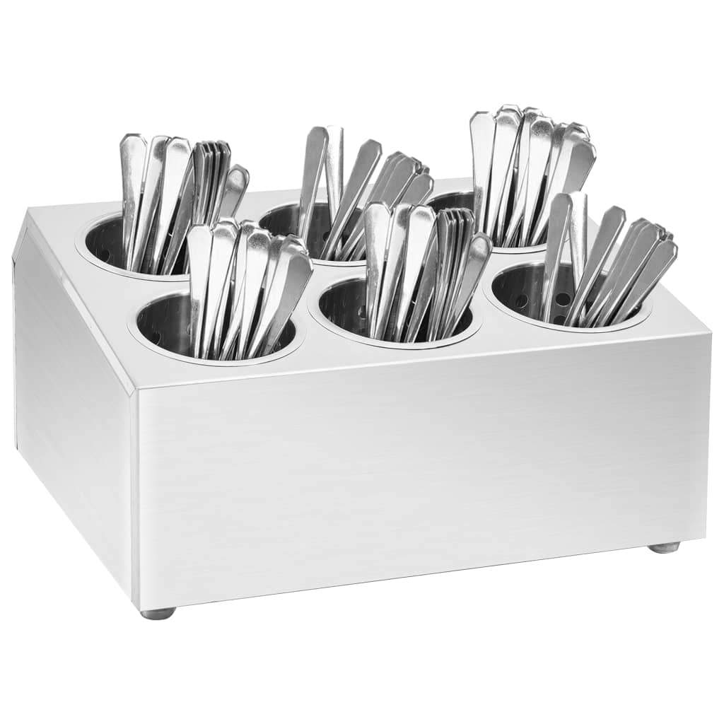 bestikholder 6 rum firkantet rustfrit stål