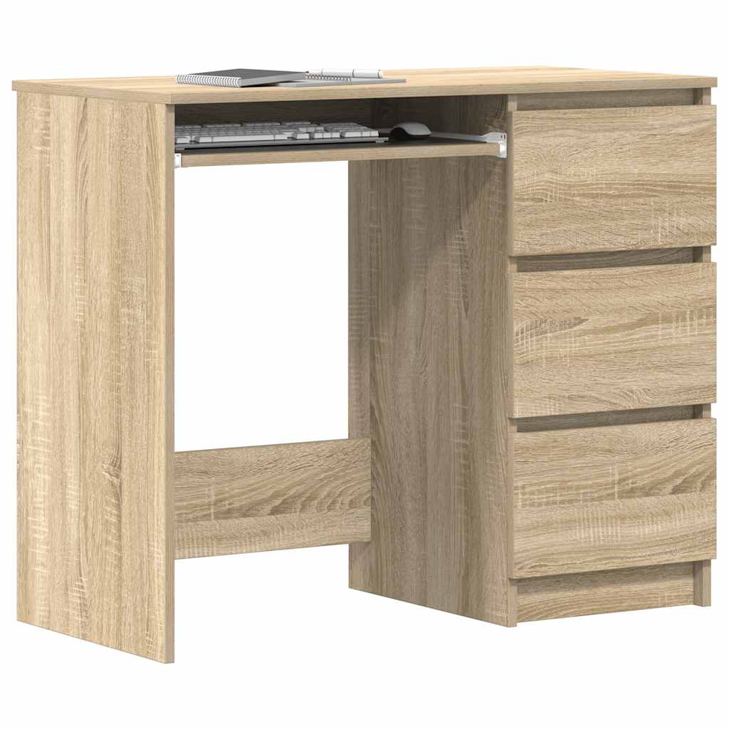 skrivebord 90x45x76 cm konstrueret træ sonoma-eg