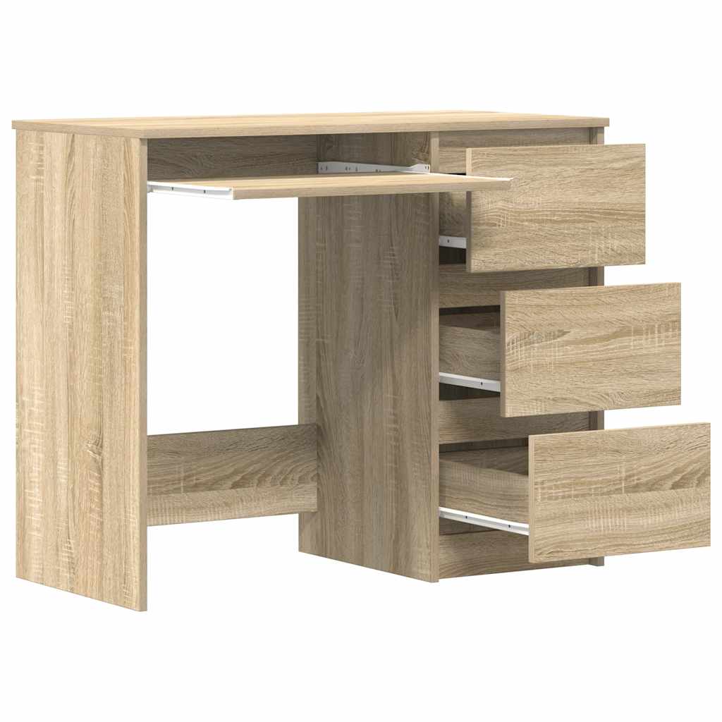 skrivebord 90x45x76 cm konstrueret træ sonoma-eg