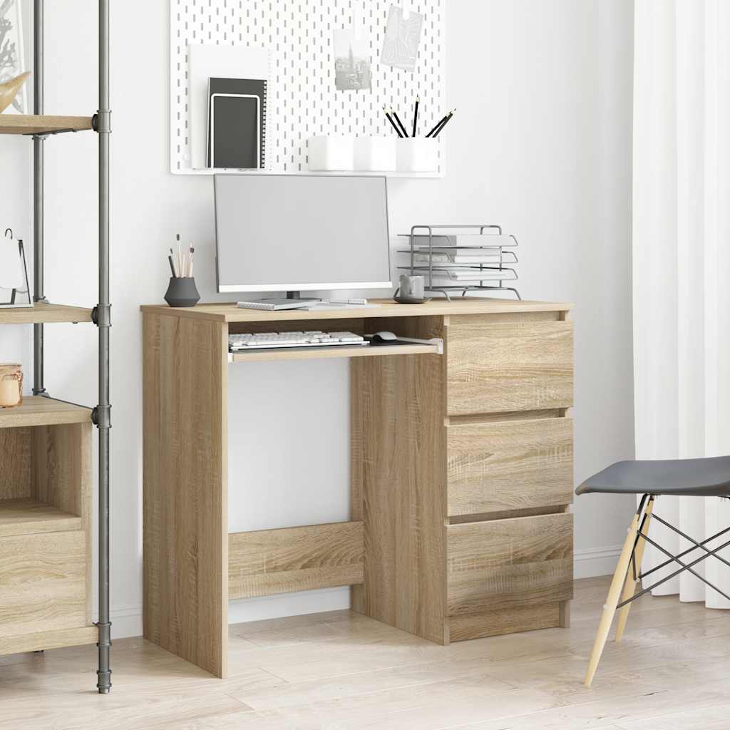 skrivebord 90x45x76 cm konstrueret træ sonoma-eg