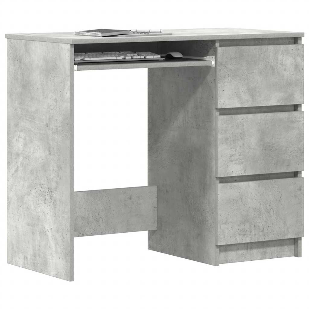 skrivebord 90x45x76 cm konstrueret træ betongrå