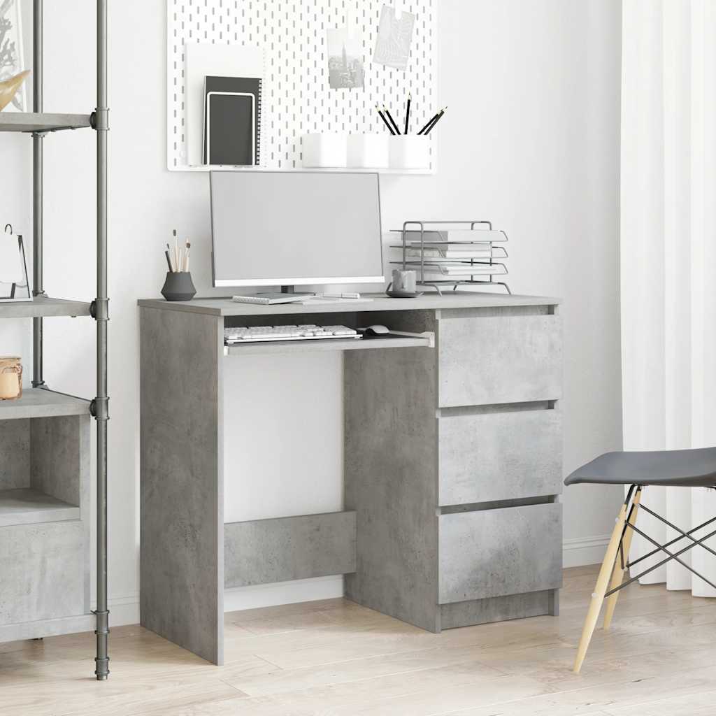 skrivebord 90x45x76 cm konstrueret træ betongrå