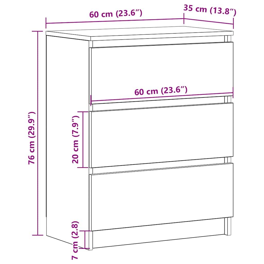 skænk 60x35x76 cm konstrueret træ sort